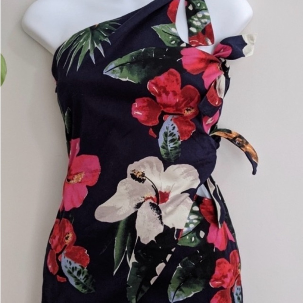 Zara One-Shoulder Dress with Bold Floral Print